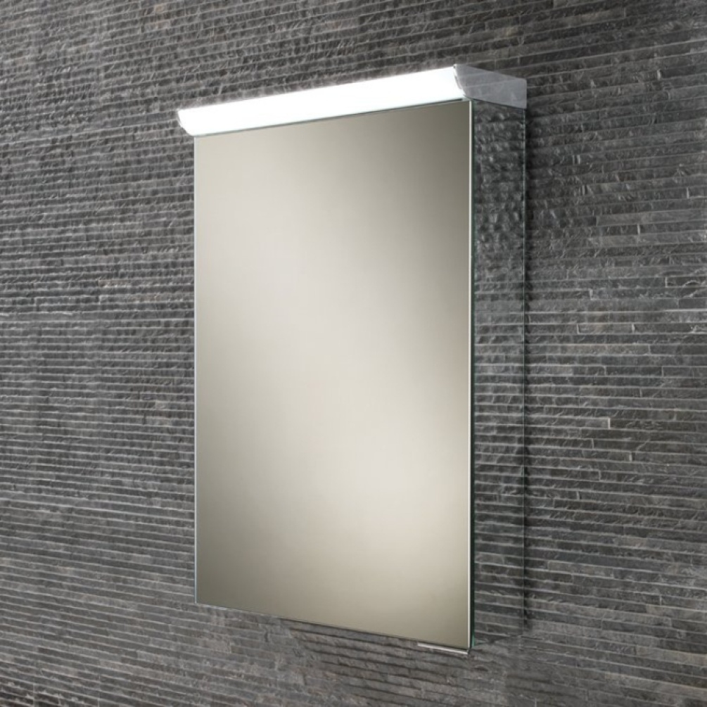 Close up product image of the HIB Flux LED Mirror Cabinet